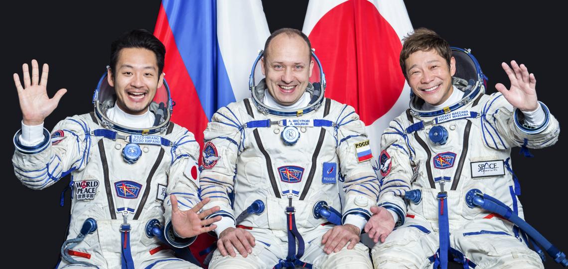 Yozo Hirano (L), Alexander Misurkin (C) and Yusaku Maezawa (R) will be traveling to the International Space Station arranged by Space Adventures in partnership with Roscosmos. (Photo/Roscosmos)