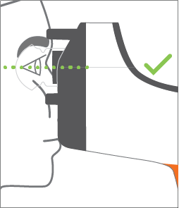 4. Align line on device side with patient’s lateral canthus (outside corner of the eye).