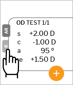 Autorefraction results displayed on the screen