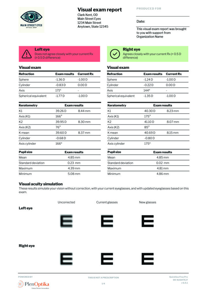 patient report printout page 1