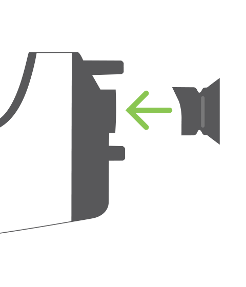 Illustration showing installation of the eyecup on QuickSee Free
