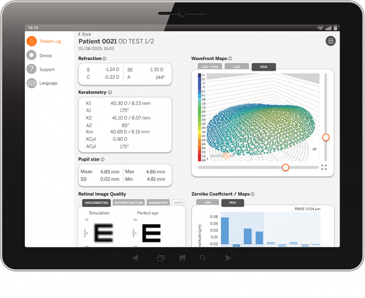 Display of the Companion App on an Android tablet computer.