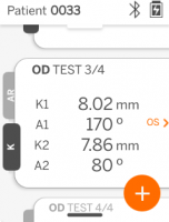 Keratometry results preview
